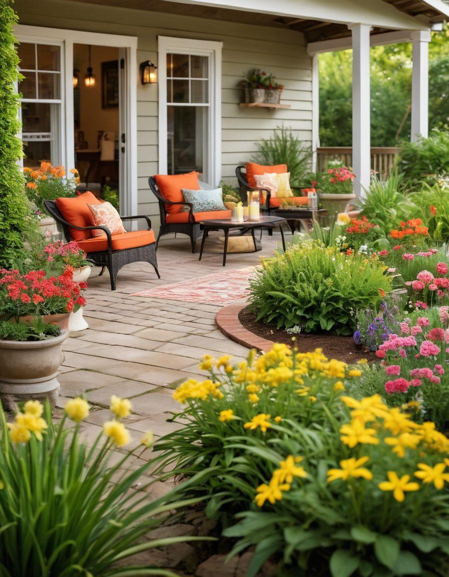 An inviting outdoor scene showcasing a family enjoying a mosquito-free garden, with bright flowers, citronella candles, and a cozy patio. In the background, display various natural mosquito repellents like plants and oils. Emphasize a sunny, cheerful atmosphere, conveying a sense of safety and comfort. Include a subtle infographic highlighting mosquito prevention tips. vibrant colors. super-realistic.